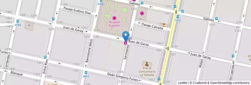 Mapa de ubicacion de Pieristei en Argentinien, Santa Fe, Departamento Rosario, Municipio De Rosario, Rosario.
