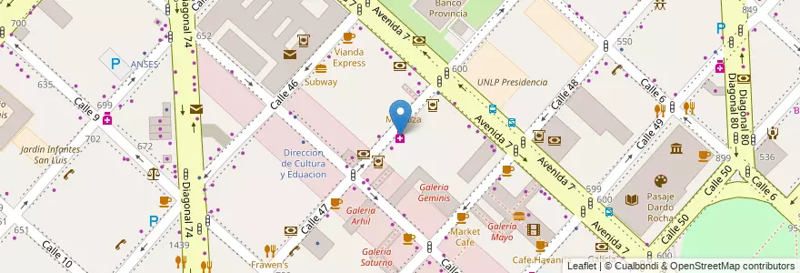 Mapa de ubicacion de Pigmento, Casco Urbano en 阿根廷, 布宜诺斯艾利斯省, Partido De La Plata, La Plata.