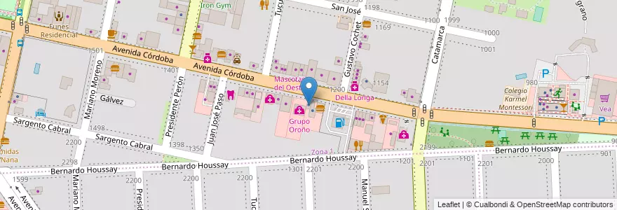 Mapa de ubicacion de Pilares en الأرجنتين, سانتا في, Departamento Rosario, Municipio De Funes, Funes.