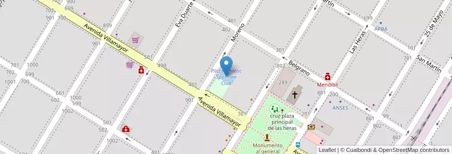 Mapa de ubicacion de Pileta Athletic Spormen Club en Arjantin, Buenos Aires, Partido De General Las Heras, General Las Heras.