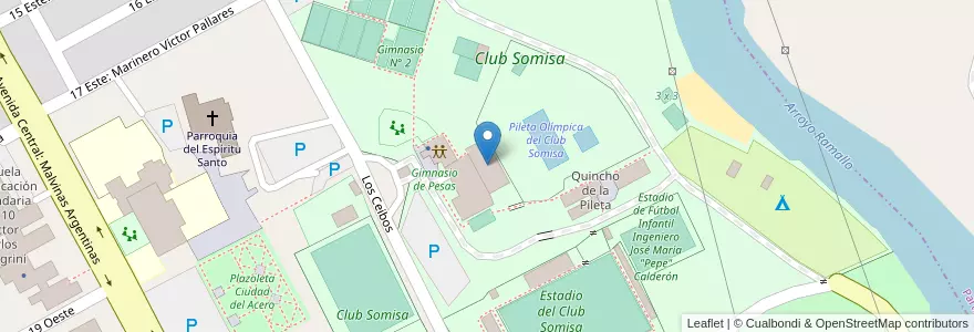 Mapa de ubicacion de Pileta Climatizada Profesor Santiago Carlos Celma en 阿根廷, 布宜诺斯艾利斯省, Partido De San Nicolás, San Nicolás De Los Arroyos.