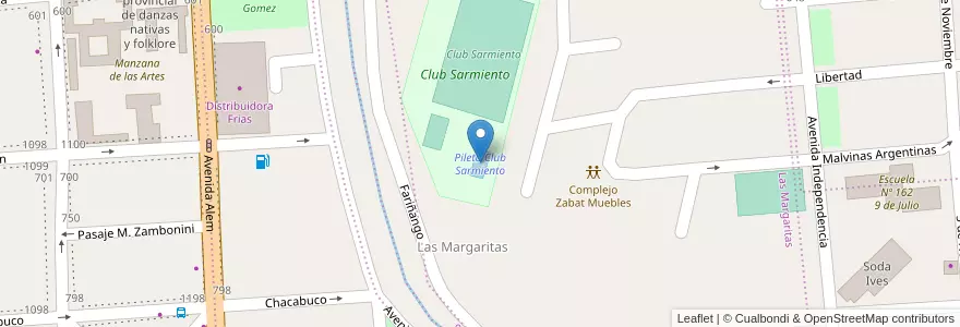 Mapa de ubicacion de Pileta Club Sarmiento en アルゼンチン, カタマルカ州, Departamento Capital, Municipio De San Fernando Del Valle De Catamarca, San Fernando Del Valle De Catamarca.