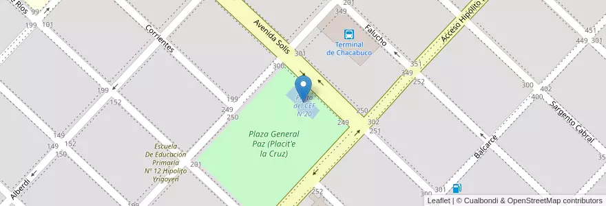 Mapa de ubicacion de Pileta del CEF Nº20 en آرژانتین, استان بوئنوس آیرس, Partido De Chacabuco, Chacabuco.