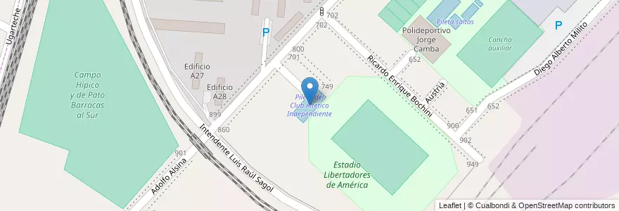 Mapa de ubicacion de Pileta del Club Altético Independiente en アルゼンチン, ブエノスアイレス州, Partido De Avellaneda.
