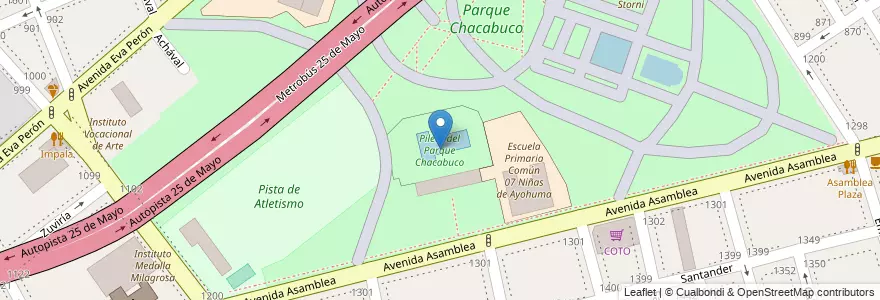 Mapa de ubicacion de Pileta del Parque Chacabuco, Parque Chacabuco en Argentinië, Ciudad Autónoma De Buenos Aires, Comuna 7, Buenos Aires.