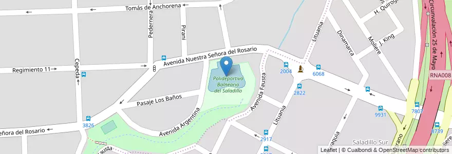 Mapa de ubicacion de Pileta Municipal del Saladillo en 아르헨티나, Santa Fe, Departamento Rosario, Municipio De Rosario, 로사리오.