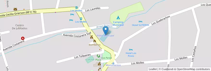 Mapa de ubicacion de Pileta Municipal en Argentina, Córdova, Departamento Punilla, Pedanía Dolores, Municipio De Los Cocos.