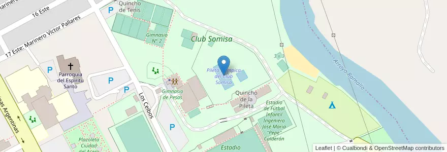 Mapa de ubicacion de Pileta Olímpica del Club Somisa en الأرجنتين, بوينس آيرس, Partido De Ramallo, Partido De San Nicolás, San Nicolás De Los Arroyos.