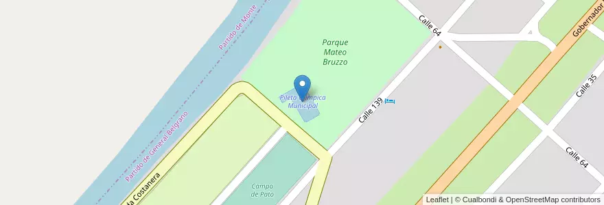 Mapa de ubicacion de Pileta Olímpica Municipal en アルゼンチン, ブエノスアイレス州, Partido De General Belgrano, General Belgrano.