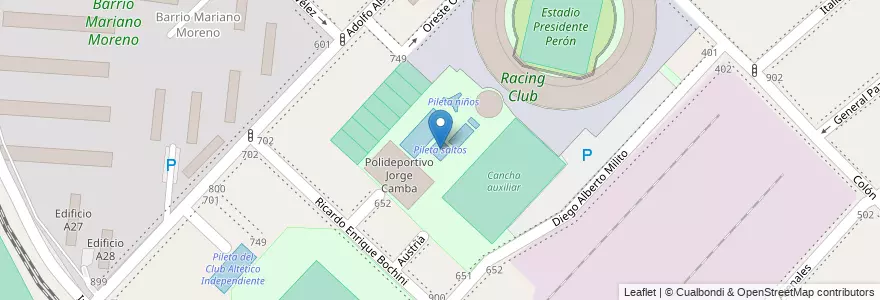 Mapa de ubicacion de Pileta saltos en 아르헨티나, 부에노스아이레스주, Partido De Avellaneda, Avellaneda.