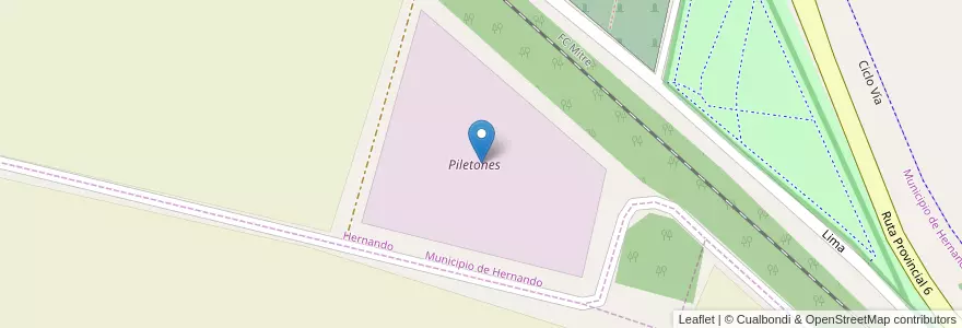 Mapa de ubicacion de Piletones en アルゼンチン, コルドバ州, Departamento Tercero Arriba, Pedanía Punta Del Agua, Municipio De Hernando, Hernando.