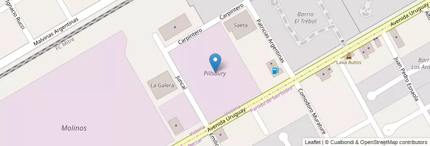 Mapa de ubicacion de Pillsbury en Arjantin, Buenos Aires, Partido De San Fernando, Victoria.
