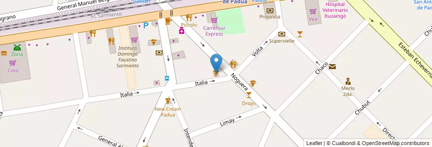 Mapa de ubicacion de Pina en Arjantin, Buenos Aires, Partido De Merlo, San Antonio De Padua.