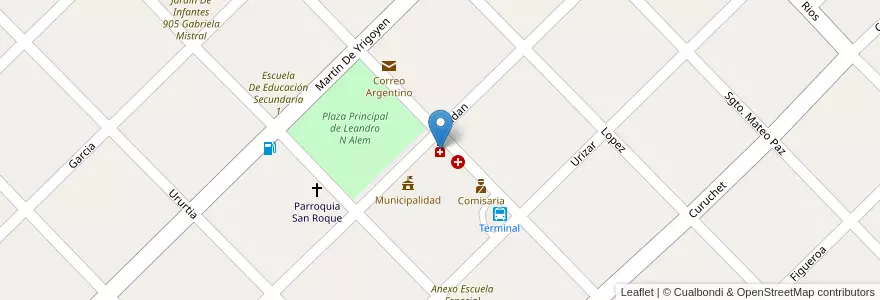 Mapa de ubicacion de Pinardi en Argentine, Province De Buenos Aires, Partido De Leandro N. Alem.