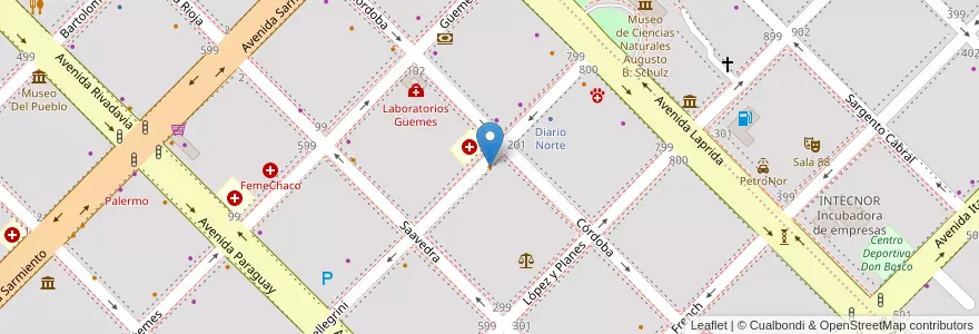 Mapa de ubicacion de Pinches Tacos en Аргентина, Чако, Departamento San Fernando, Ресистенсия, Resistencia.