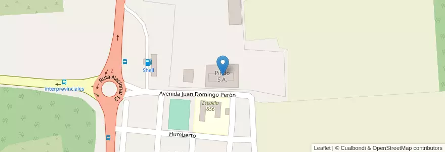 Mapa de ubicacion de Pindo S.A. en アルゼンチン, ミシオネス州, Departamento Iguazú, Municipio De Puerto Esperanza.
