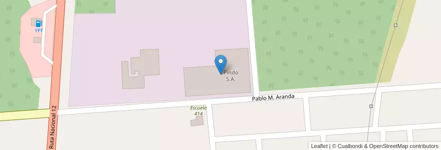 Mapa de ubicacion de Pindo S.A. en アルゼンチン, ミシオネス州, Departamento Iguazú, Municipio De Puerto Esperanza.