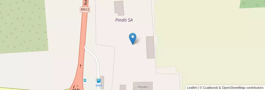 Mapa de ubicacion de Pindó SA en アルゼンチン, ミシオネス州, Departamento Iguazú, Municipio De Puerto Esperanza.
