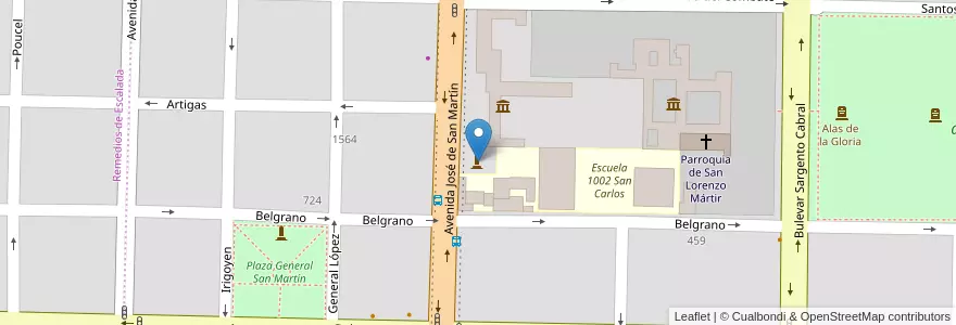 Mapa de ubicacion de Pino Histórico en Argentinien, Santa Fe, Departamento San Lorenzo, Municipio De San Lorenzo, San Lorenzo.