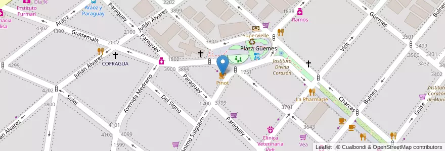 Mapa de ubicacion de Pinot, Palermo en Argentina, Ciudad Autónoma De Buenos Aires, Buenos Aires, Comuna 14.