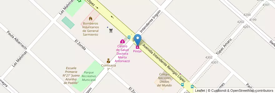 Mapa de ubicacion de Pintar en الأرجنتين, بوينس آيرس, Partido De San Miguel, Santa María.