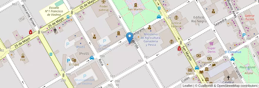 Mapa de ubicacion de Pinturería del Sur en 아르헨티나, 리오네그로주, Departamento Adolfo Alsina, Viedma, Viedma.