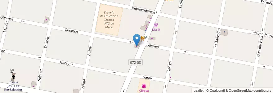 Mapa de ubicacion de Pinturerias Fiorentino en Argentinië, Buenos Aires, Partido De Merlo, Merlo.