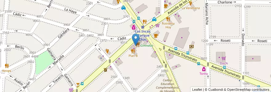 Mapa de ubicacion de Pinturias Metropolitana, Parque Chas en アルゼンチン, Ciudad Autónoma De Buenos Aires, ブエノスアイレス, Comuna 15.