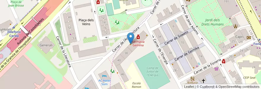 Mapa de ubicacion de Pio Pio - Rostisseria Pizza Kebab en إسبانيا, كتالونيا, برشلونة, بارسلونس.