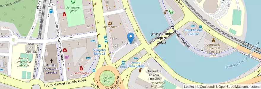 Mapa de ubicacion de Pio XII parkina en 스페인, Euskadi, Gipuzkoa, Donostialdea, Donostia/San Sebastián.