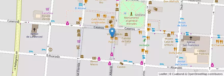 Mapa de ubicacion de Pipa´s en 아르헨티나, Salta, Capital, Municipio De Salta, Salta.