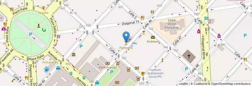 Mapa de ubicacion de Pipistrello, Casco Urbano en الأرجنتين, بوينس آيرس, Partido De La Plata, لابلاتا.