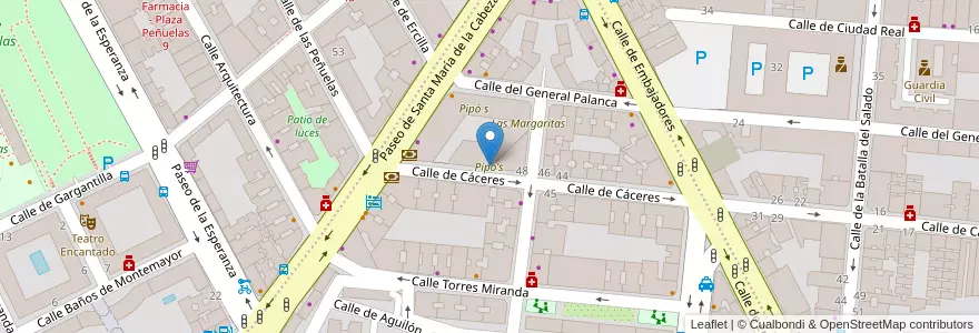 Mapa de ubicacion de Pipo's en إسبانيا, منطقة مدريد, منطقة مدريد, Área Metropolitana De Madrid Y Corredor Del Henares, مدريد.