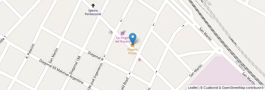 Mapa de ubicacion de Pippo's Pizzas en アルゼンチン, ブエノスアイレス州, Partido De General San Martín, José León Suárez.