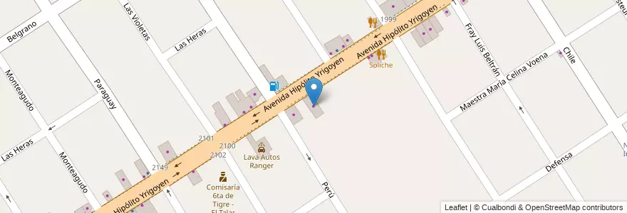 Mapa de ubicacion de Pirelli en Arjantin, Buenos Aires, Partido De Tigre, El Talar.
