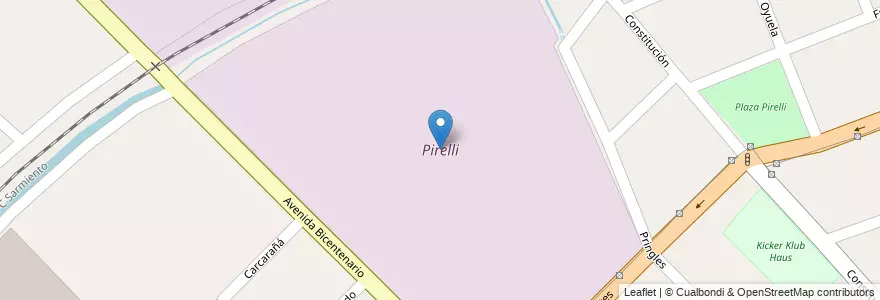 Mapa de ubicacion de Pirelli en 아르헨티나, 부에노스아이레스주, Partido De Merlo, Merlo.