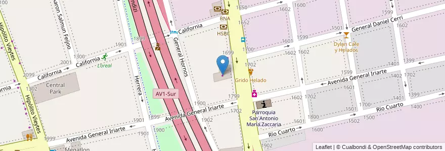 Mapa de ubicacion de Pirelli, Barracas en アルゼンチン, Ciudad Autónoma De Buenos Aires, Partido De Avellaneda, Comuna 4, ブエノスアイレス.