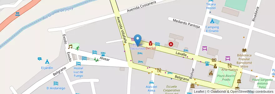 Mapa de ubicacion de Piscina Clausurada en الأرجنتين, Jujuy, Departamento Tilcara, Municipio De Tilcara.