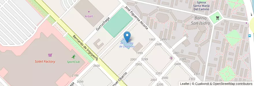 Mapa de ubicacion de Piscina de Campo de Deportes en Arjantin, Buenos Aires, Partido De San Isidro, Boulogne Sur Mer.