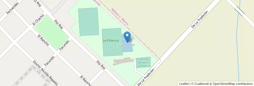 Mapa de ubicacion de Piscina - La Pilarica en 아르헨티나, 부에노스아이레스주, Partido De Hurlingham, Partido De Ituzaingó.