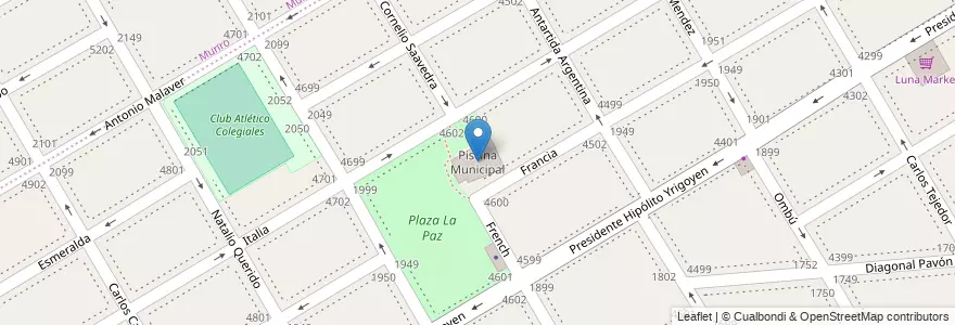 Mapa de ubicacion de Piscina Municipal en Argentine, Province De Buenos Aires, Partido De Vicente López, Vicente López.