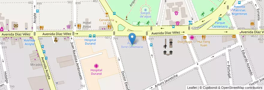 Mapa de ubicacion de Piscina Torre Centenario, Caballito en Аргентина, Буэнос-Айрес, Буэнос-Айрес, Comuna 6.