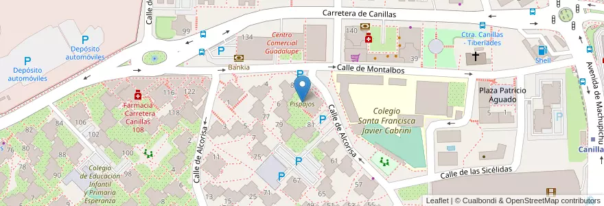 Mapa de ubicacion de Pispajos en Spanien, Autonome Gemeinschaft Madrid, Autonome Gemeinschaft Madrid, Área Metropolitana De Madrid Y Corredor Del Henares, Madrid.