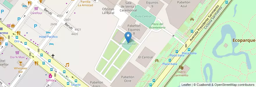 Mapa de ubicacion de Pista Auxiliar, Palermo en Аргентина, Буэнос-Айрес, Буэнос-Айрес, Comuna 14.