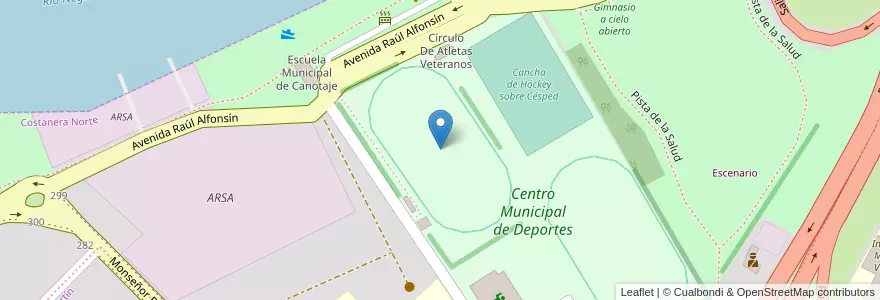 Mapa de ubicacion de Pista de Atletismo en アルゼンチン, リオネグロ州, Departamento Adolfo Alsina, Viedma, Viedma.