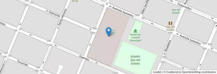 Mapa de ubicacion de Pista de atletismo. Los Lebreles en Argentina, Cile, Provincia Di Santa Cruz, Pico Truncado, Deseado, Pico Truncado, Zona Central.