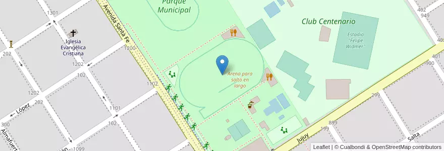 Mapa de ubicacion de Pista de Atletismo "Profesora Yolanda Cantoni" en Argentinien, Santa Fe, Departamento General López, Municipio De Venado Tuerto.
