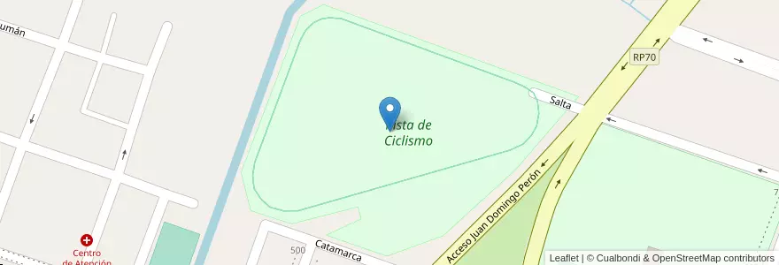 Mapa de ubicacion de Pista de Ciclismo en アルゼンチン, ブエノスアイレス州, Partido De Bragado, Bragado.