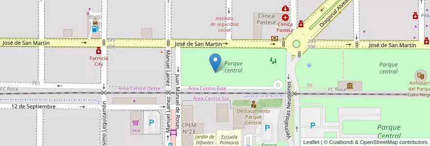 Mapa de ubicacion de Pista de Patín en آرژانتین, شیلی, استان نئوکن, Departamento Confluencia, Municipio De Neuquén, Neuquén.