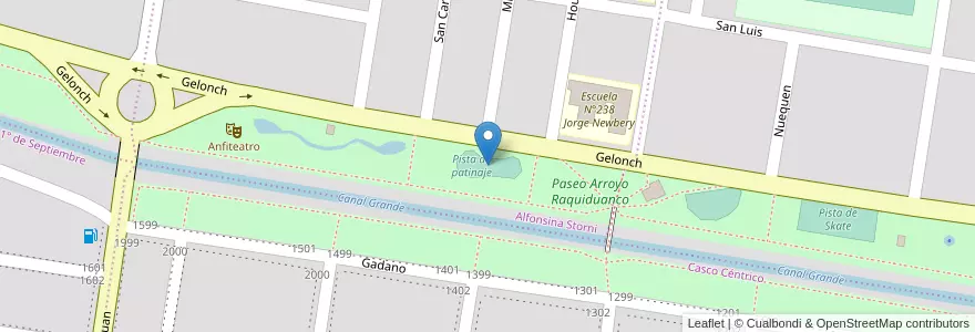Mapa de ubicacion de Pista de patinaje en 아르헨티나, 리오네그로주, General Roca, Departamento General Roca, General Roca.